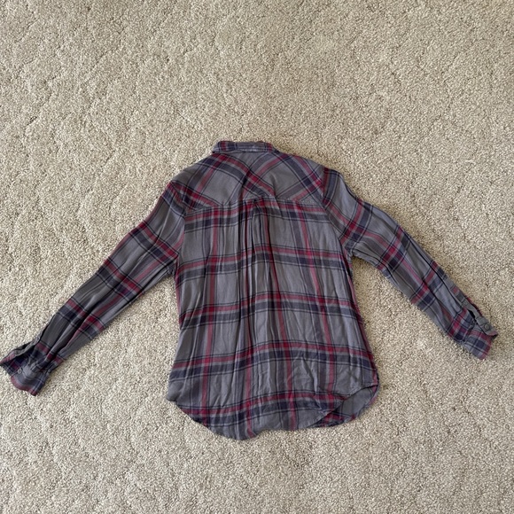 Lucky Brand Soft Plaid Button-Down Shirt — Gray/Pink/Plum, Women’s Size Small - Picture 7 of 8